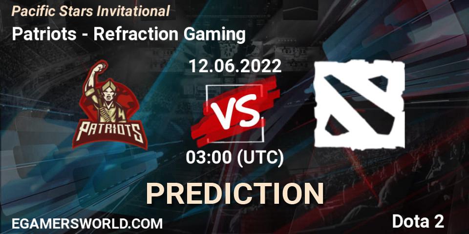 Pronóstico Patriots - Refraction Gaming. 12.06.2022 at 03:10, Dota 2, Pacific Stars Invitational