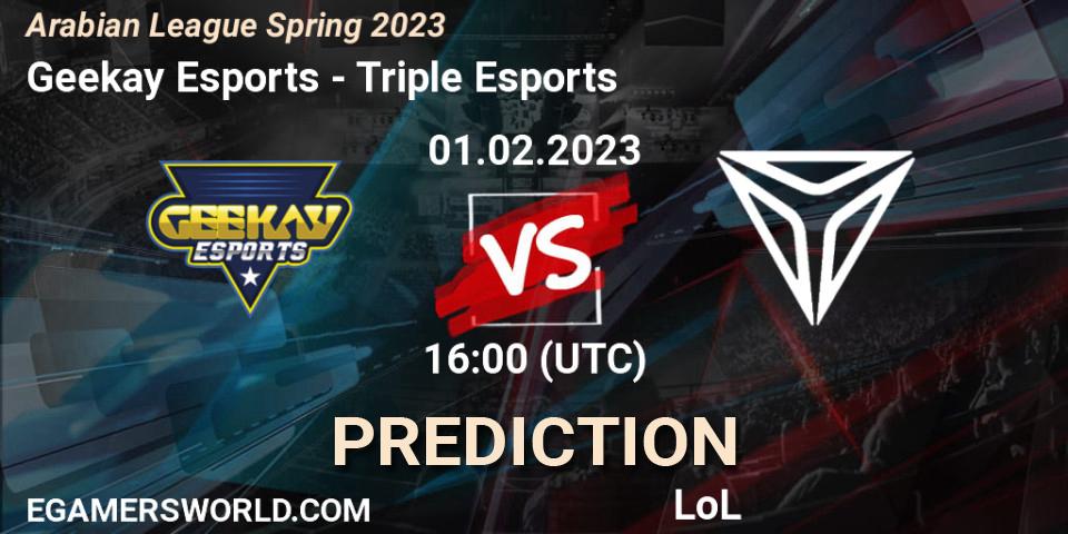Pronóstico Geekay Esports - Triple Esports. 01.02.23, LoL, Arabian League Spring 2023