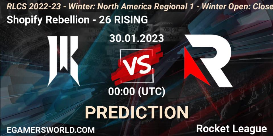 Pronóstico Shopify Rebellion - 26 RISING. 30.01.23, Rocket League, RLCS 2022-23 - Winter: North America Regional 1 - Winter Open: Closed Qualifier