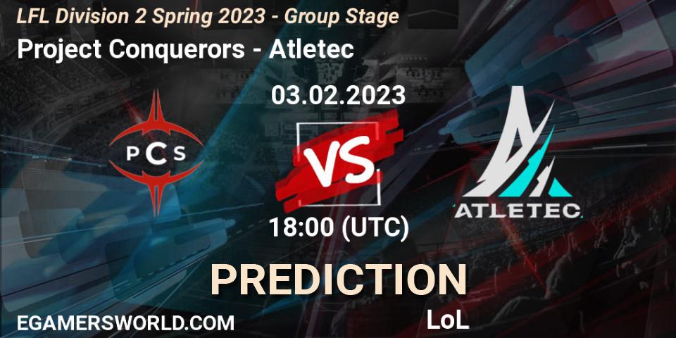 Pronóstico Project Conquerors - Atletec. 03.02.2023 at 18:00, LoL, LFL Division 2 Spring 2023 - Group Stage