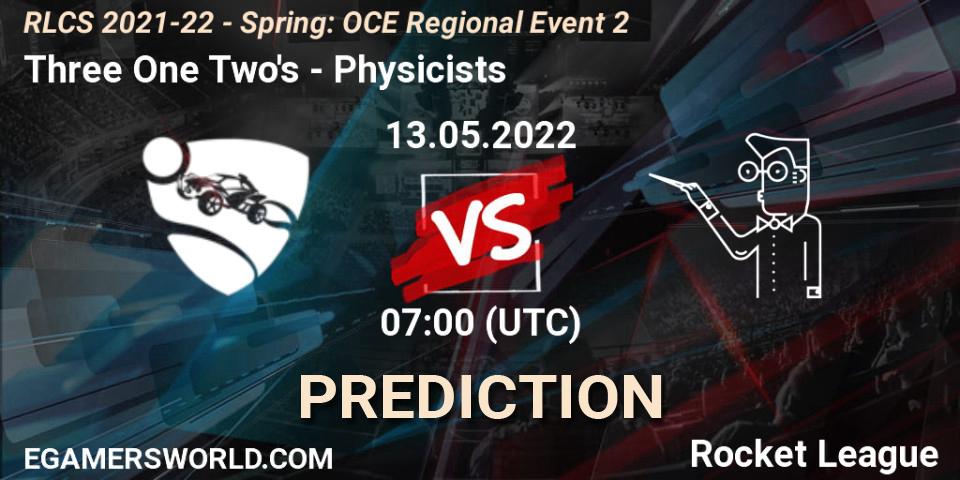 Pronóstico Three One Two's - Physicists. 13.05.2022 at 07:00, Rocket League, RLCS 2021-22 - Spring: OCE Regional Event 2
