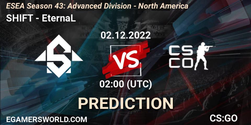 Pronóstico SHIFT - EternaL. 02.12.22, CS2 (CS:GO), ESEA Season 43: Advanced Division - North America