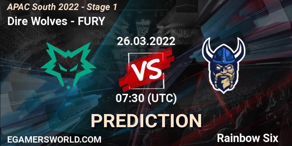 Pronóstico Dire Wolves - FURY. 26.03.2022 at 07:30, Rainbow Six, APAC South 2022 - Stage 1