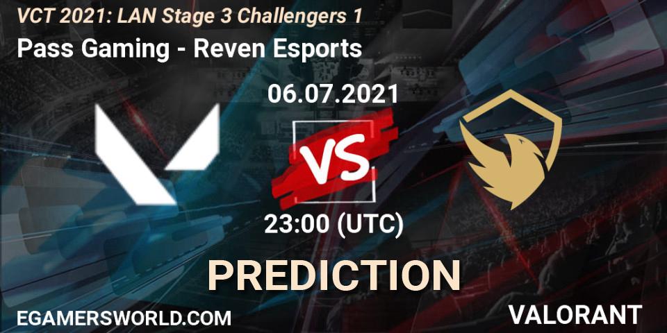 Pronóstico Pass Gaming - Reven Esports. 06.07.2021 at 23:00, VALORANT, VCT 2021: LAN Stage 3 Challengers 1