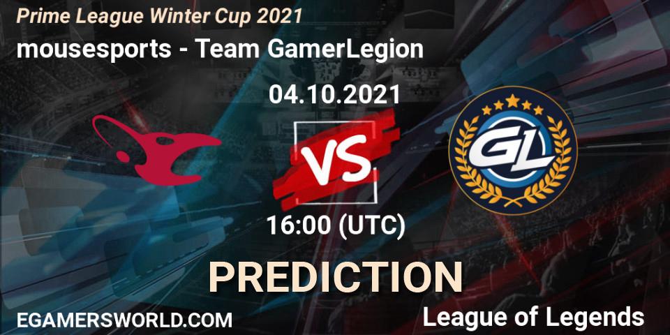 Pronóstico mousesports - Team GamerLegion. 04.10.2021 at 16:00, LoL, Prime League Winter Cup 2021