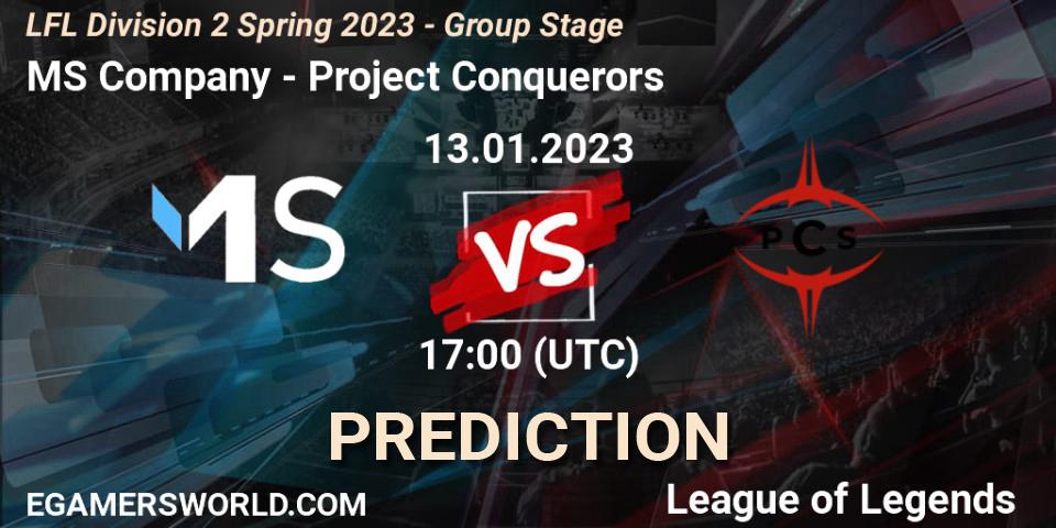Pronóstico MS Company - Project Conquerors. 13.01.2023 at 17:00, LoL, LFL Division 2 Spring 2023 - Group Stage