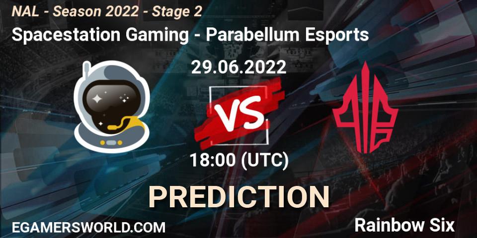 Pronóstico Spacestation Gaming - Parabellum Esports. 29.06.2022 at 18:00, Rainbow Six, NAL - Season 2022 - Stage 2