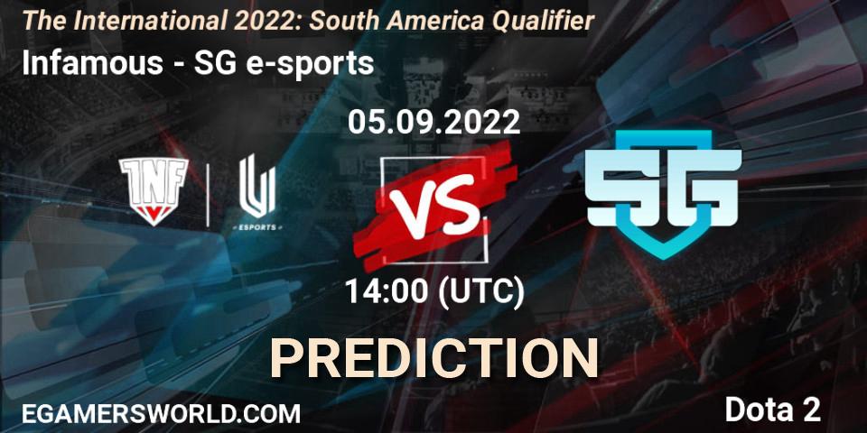 Pronóstico Infamous - SG e-sports. 05.09.2022 at 14:03, Dota 2, The International 2022: South America Qualifier