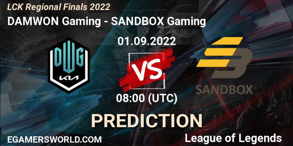 Pronóstico DAMWON Gaming - SANDBOX Gaming. 01.09.22, LoL, LCK Regional Finals 2022