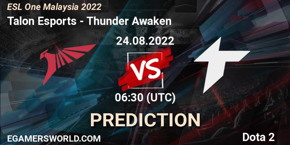 Pronóstico Talon Esports - Thunder Awaken. 24.08.22, Dota 2, ESL One Malaysia 2022