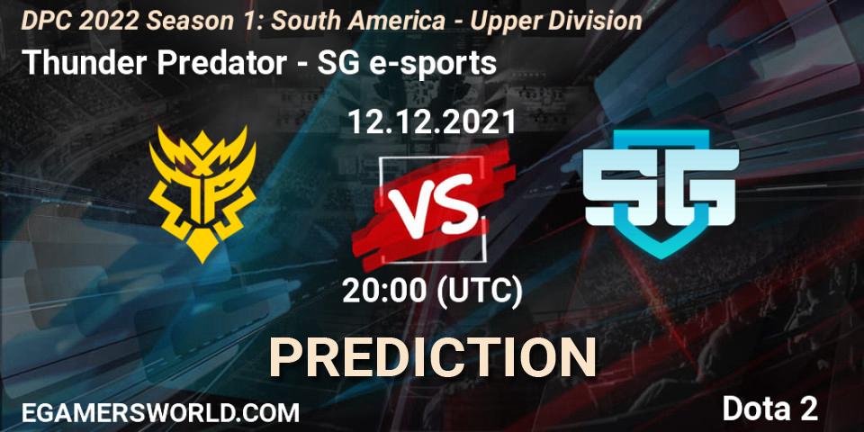 Pronóstico Thunder Predator - SG e-sports. 12.12.2021 at 20:09, Dota 2, DPC 2022 Season 1: South America - Upper Division