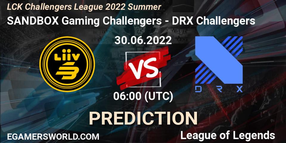 Pronóstico SANDBOX Gaming Challengers - DRX Challengers. 30.06.2022 at 06:00, LoL, LCK Challengers League 2022 Summer