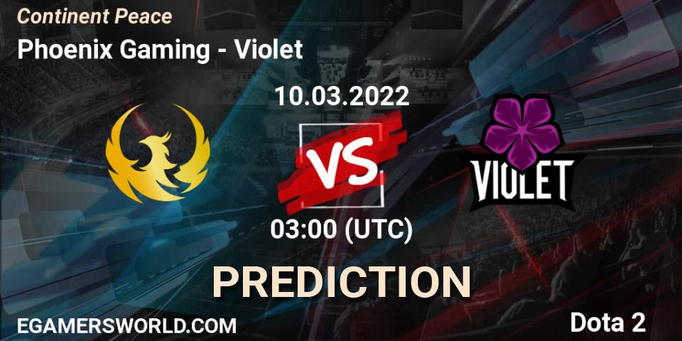Pronóstico Phoenix Gaming - Violet. 10.03.2022 at 04:16, Dota 2, Continent Peace