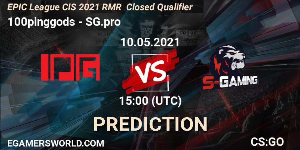 Pronóstico 100pinggods - SG.pro. 10.05.2021 at 15:00, Counter-Strike (CS2), EPIC League CIS 2021 RMR Closed Qualifier