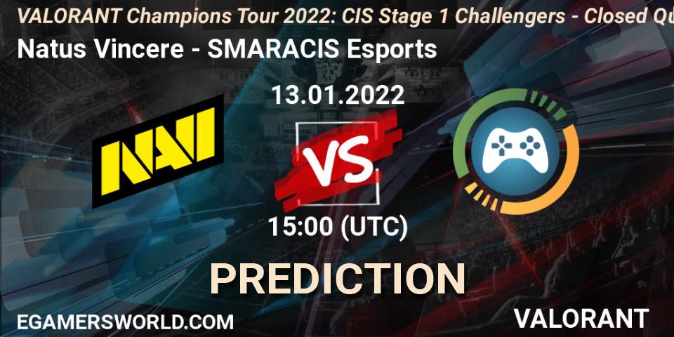 Pronóstico Natus Vincere - SMARACIS Esports. 13.01.2022 at 15:00, VALORANT, VCT 2022: CIS Stage 1 Challengers - Closed Qualifier 1