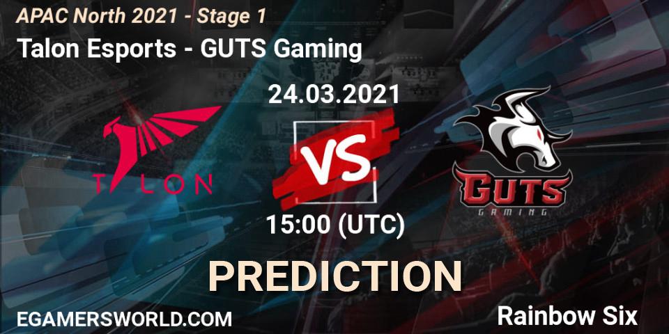 Pronóstico Talon Esports - GUTS Gaming. 24.03.2021 at 15:00, Rainbow Six, APAC North 2021 - Stage 1