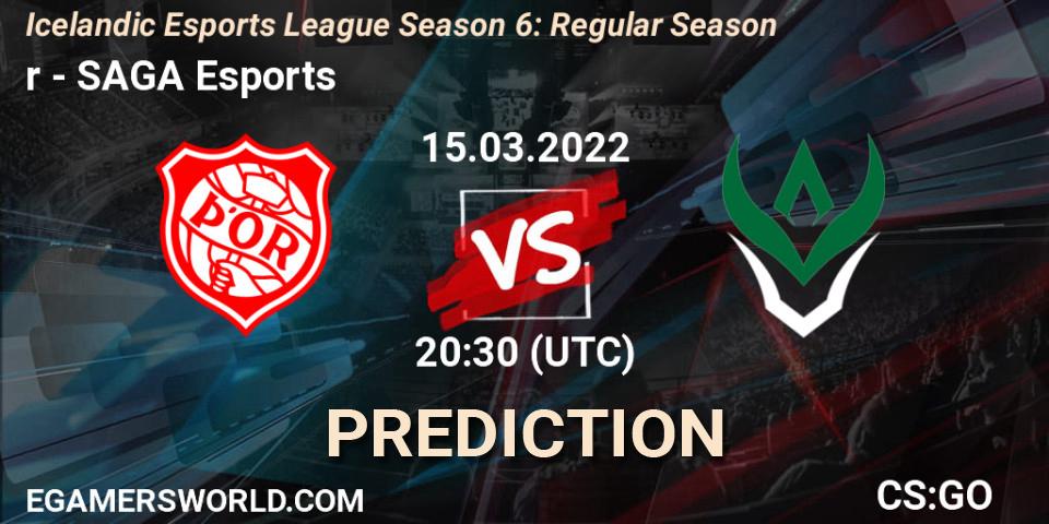 Pronóstico Þór - SAGA Esports. 15.03.2022 at 20:30, Counter-Strike (CS2), Icelandic Esports League Season 6: Regular Season