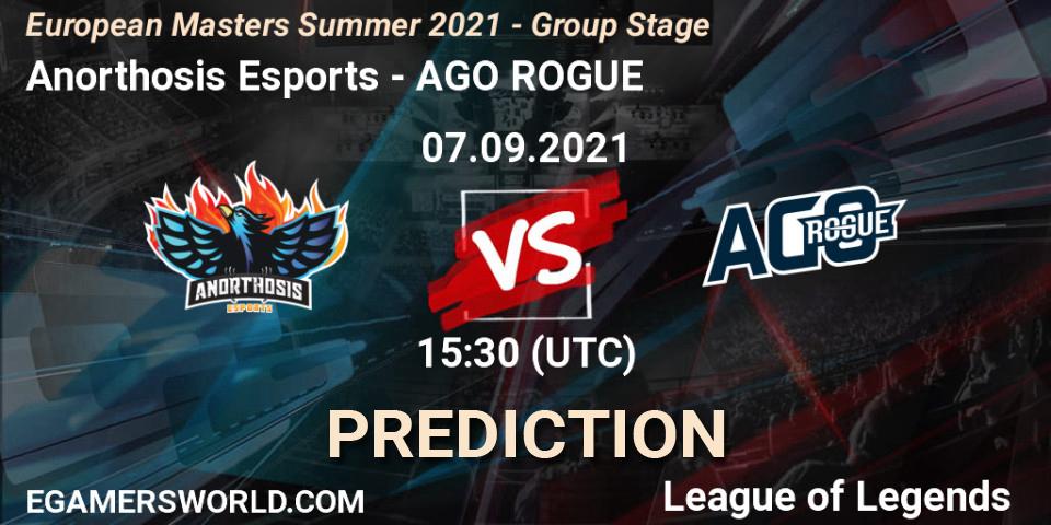 Pronóstico Anorthosis Esports - AGO ROGUE. 07.09.2021 at 15:30, LoL, European Masters Summer 2021 - Group Stage