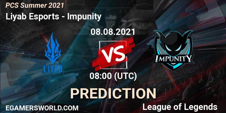 Pronóstico Liyab Esports - Impunity. 08.08.2021 at 08:00, LoL, PCS Summer 2021