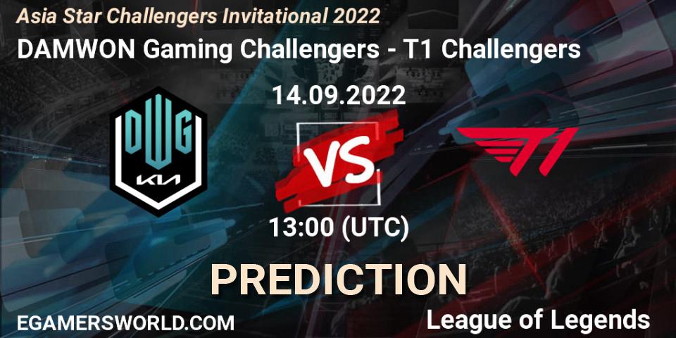 Pronóstico DAMWON Gaming Challengers - T1 Challengers. 14.09.2022 at 12:05, LoL, Asia Star Challengers Invitational 2022