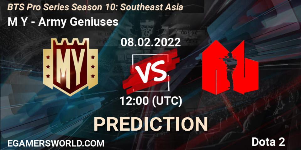 Pronóstico M Y - Army Geniuses. 08.02.2022 at 12:09, Dota 2, BTS Pro Series Season 10: Southeast Asia