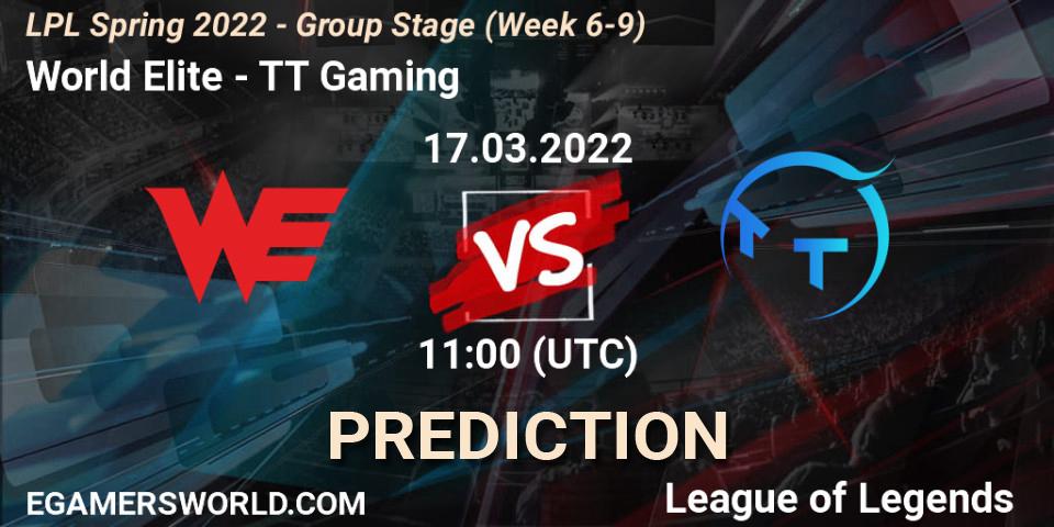 Pronóstico World Elite - TT Gaming. 17.03.22, LoL, LPL Spring 2022 - Group Stage (Week 6-9)