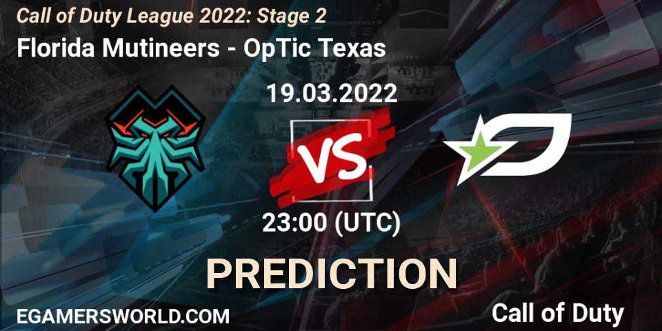 Pronóstico Florida Mutineers - OpTic Texas. 19.03.22, Call of Duty, Call of Duty League 2022: Stage 2