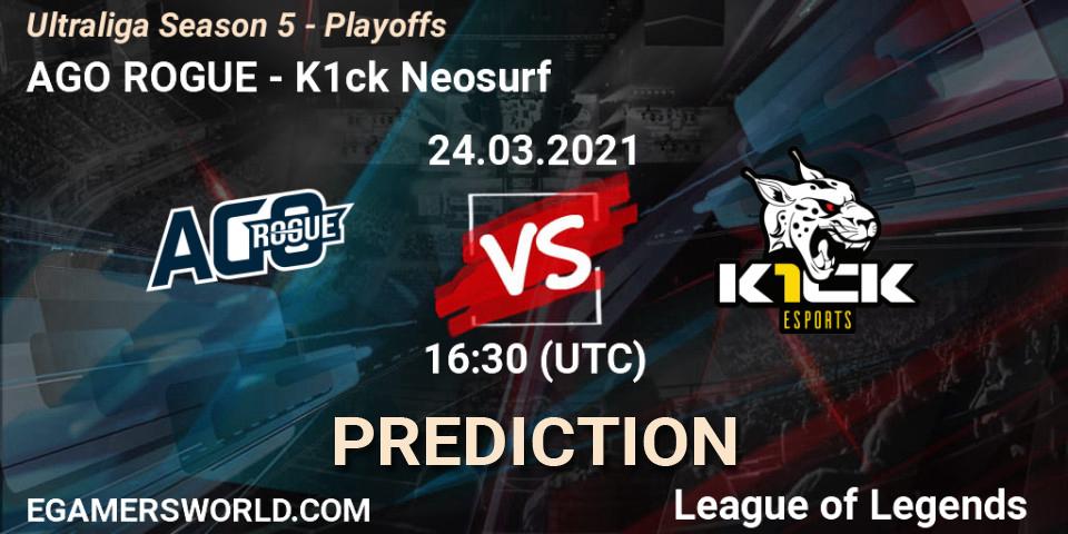 Pronóstico AGO ROGUE - K1ck Neosurf. 24.03.2021 at 16:30, LoL, Ultraliga Season 5 - Playoffs