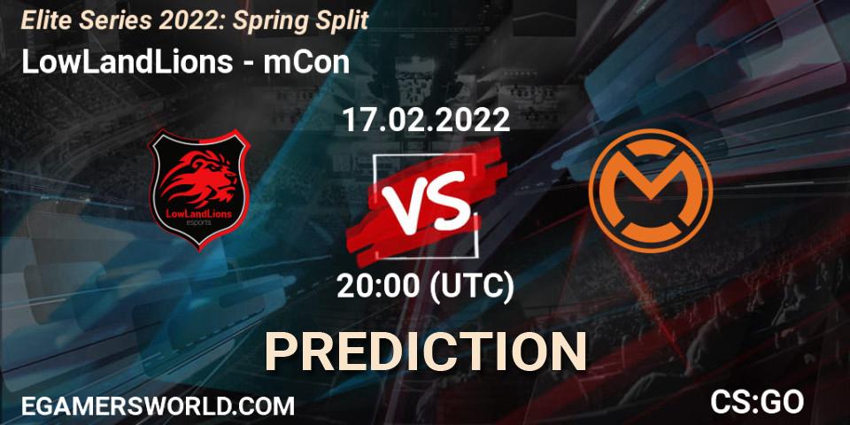 Pronóstico LowLandLions - mCon. 17.02.2022 at 20:00, Counter-Strike (CS2), Elite Series 2022: Spring Split