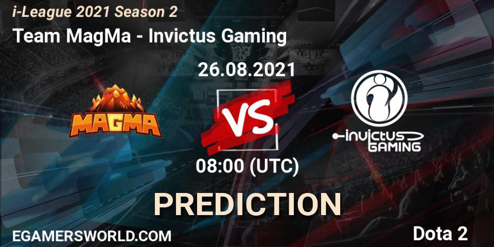 Pronóstico Team MagMa - Invictus Gaming. 26.08.2021 at 08:01, Dota 2, i-League 2021 Season 2