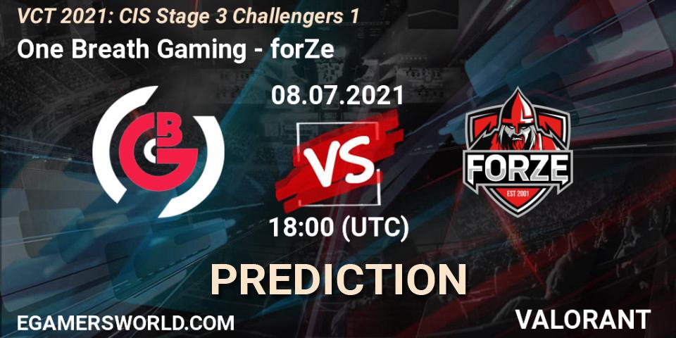 Pronóstico One Breath Gaming - forZe. 08.07.2021 at 18:00, VALORANT, VCT 2021: CIS Stage 3 Challengers 1