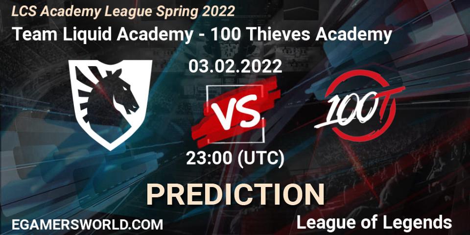 Pronóstico Team Liquid Academy - 100 Thieves Academy. 03.02.2022 at 23:00, LoL, LCS Academy League Spring 2022