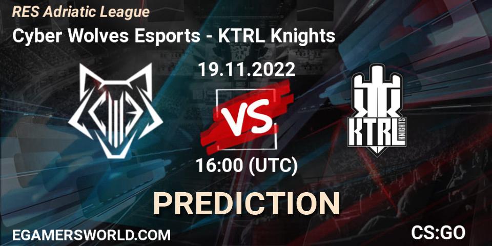 Pronóstico Cyber Wolves Esports - KTRL Knights. 22.11.2022 at 17:00, Counter-Strike (CS2), RES Adriatic League