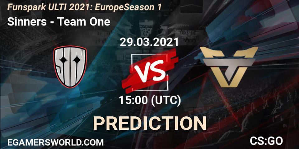 Pronóstico Sinners - Team One. 29.03.2021 at 14:45, Counter-Strike (CS2), Funspark ULTI 2021: Europe Season 1