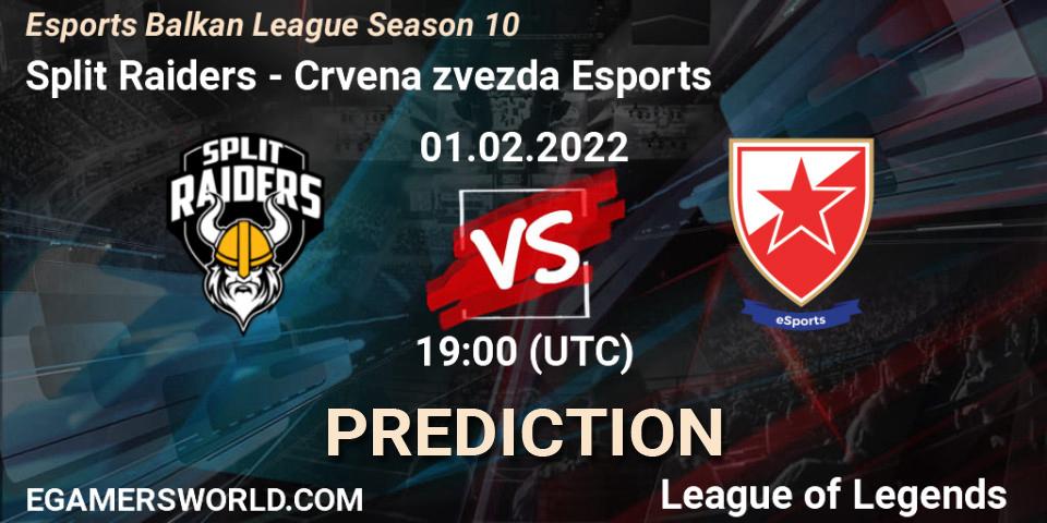 Pronóstico Split Raiders - Crvena zvezda Esports. 01.02.2022 at 19:00, LoL, Esports Balkan League Season 10