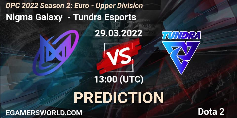 Pronóstico Nigma Galaxy - Tundra Esports. 29.03.2022 at 12:55, Dota 2, DPC 2021/2022 Tour 2 (Season 2): WEU (Euro) Divison I (Upper) - DreamLeague Season 17