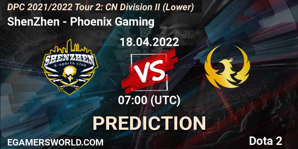 Pronóstico ShenZhen - Phoenix Gaming. 18.04.22, Dota 2, DPC 2021/2022 Tour 2: CN Division II (Lower)