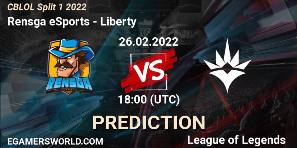 Pronóstico Rensga eSports - Liberty. 26.02.2022 at 18:10, LoL, CBLOL Split 1 2022