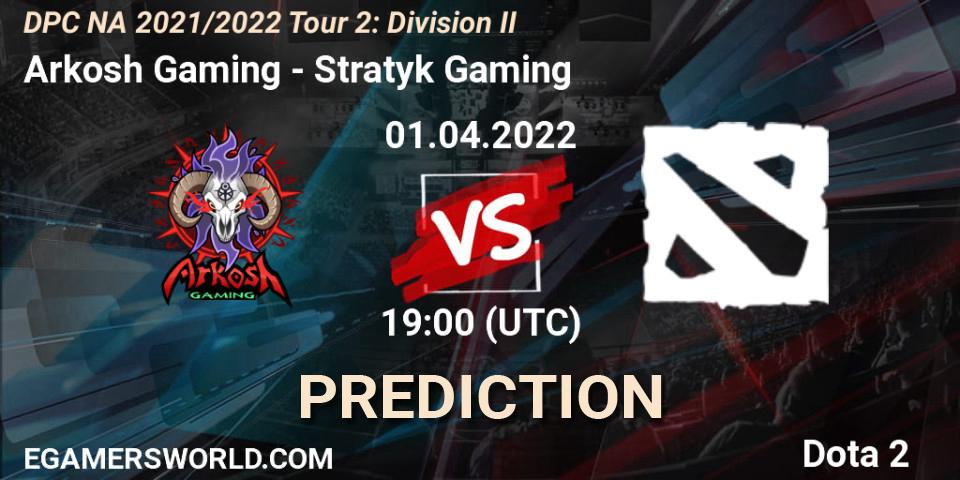 Pronóstico Arkosh Gaming - Stratyk Gaming. 01.04.2022 at 19:07, Dota 2, DP 2021/2022 Tour 2: NA Division II (Lower) - ESL One Spring 2022