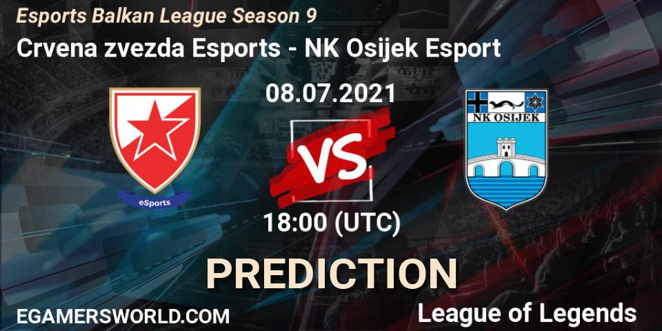 Pronóstico Crvena zvezda Esports - NK Osijek Esport. 08.07.2021 at 18:00, LoL, Esports Balkan League Season 9