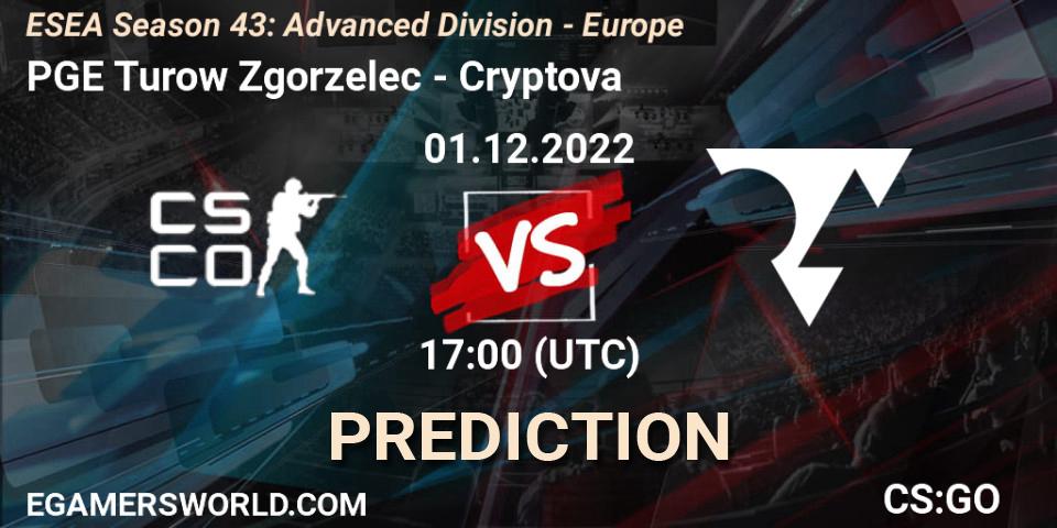 Pronóstico PGE Turow Zgorzelec - Cryptova. 01.12.22, CS2 (CS:GO), ESEA Season 43: Advanced Division - Europe