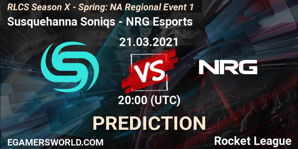Pronóstico Susquehanna Soniqs - NRG Esports. 21.03.2021 at 20:20, Rocket League, RLCS Season X - Spring: NA Regional Event 1