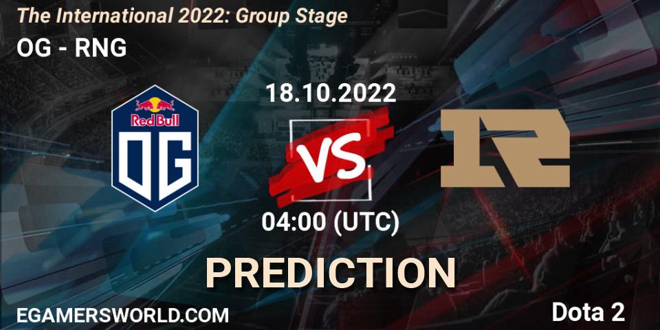 Pronóstico OG - RNG. 18.10.2022 at 04:26, Dota 2, The International 2022: Group Stage