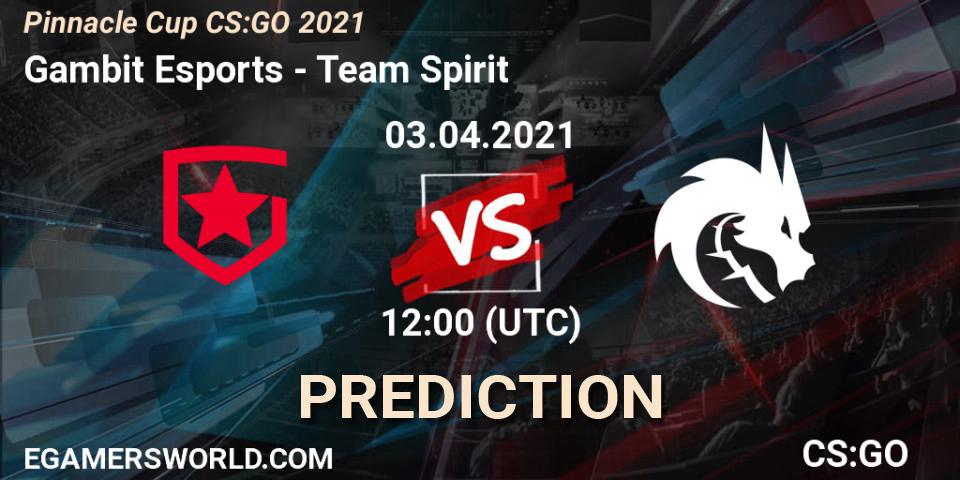 Pronóstico Gambit Esports - Team Spirit. 03.04.2021 at 08:00, Counter-Strike (CS2), Pinnacle Cup #1