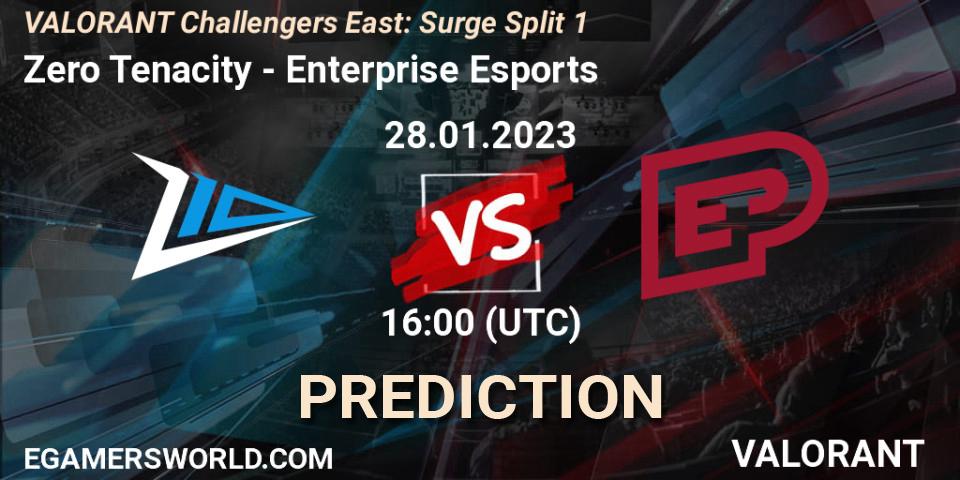 Pronóstico Zero Tenacity - Enterprise Esports. 28.01.23, VALORANT, VALORANT Challengers 2023 East: Surge Split 1