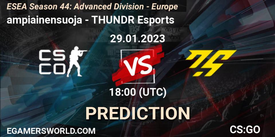 Pronóstico ampiainensuoja - THUNDR Esports. 29.01.23, CS2 (CS:GO), ESEA Season 44: Advanced Division - Europe