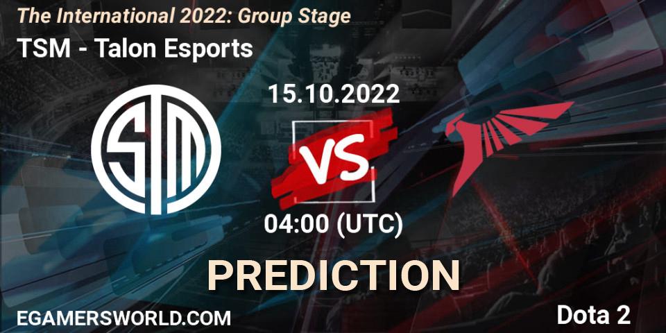 Pronóstico TSM - Talon Esports. 15.10.22, Dota 2, The International 2022: Group Stage