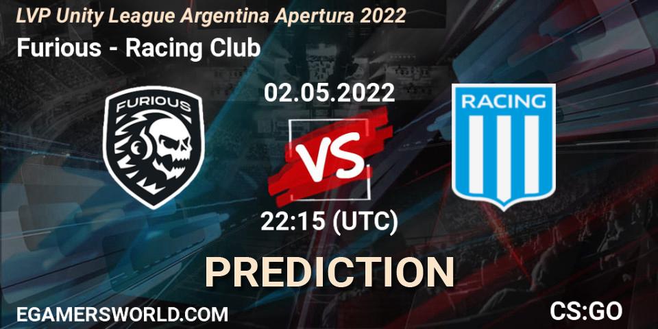 Pronóstico Furious - Racing Club. 02.05.2022 at 22:15, Counter-Strike (CS2), LVP Unity League Argentina Apertura 2022