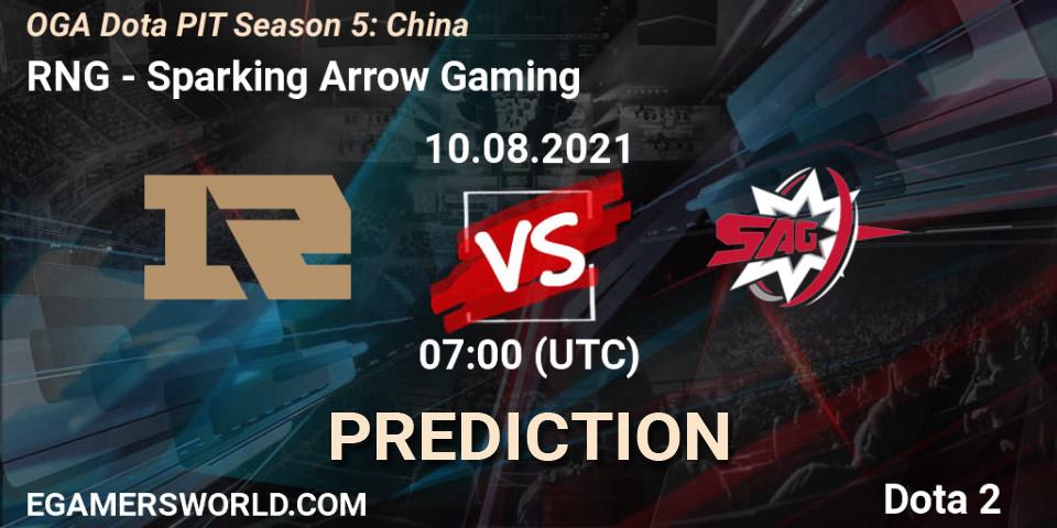 Pronóstico RNG - Sparking Arrow Gaming. 10.08.2021 at 07:01, Dota 2, OGA Dota PIT Season 5: China