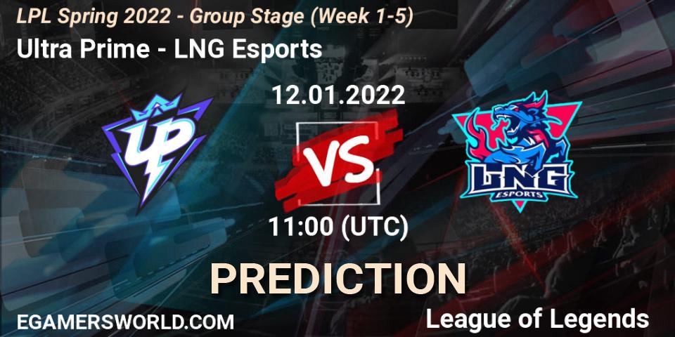 Pronóstico Ultra Prime - LNG Esports. 12.01.2022 at 11:00, LoL, LPL Spring 2022 - Group Stage (Week 1-5)